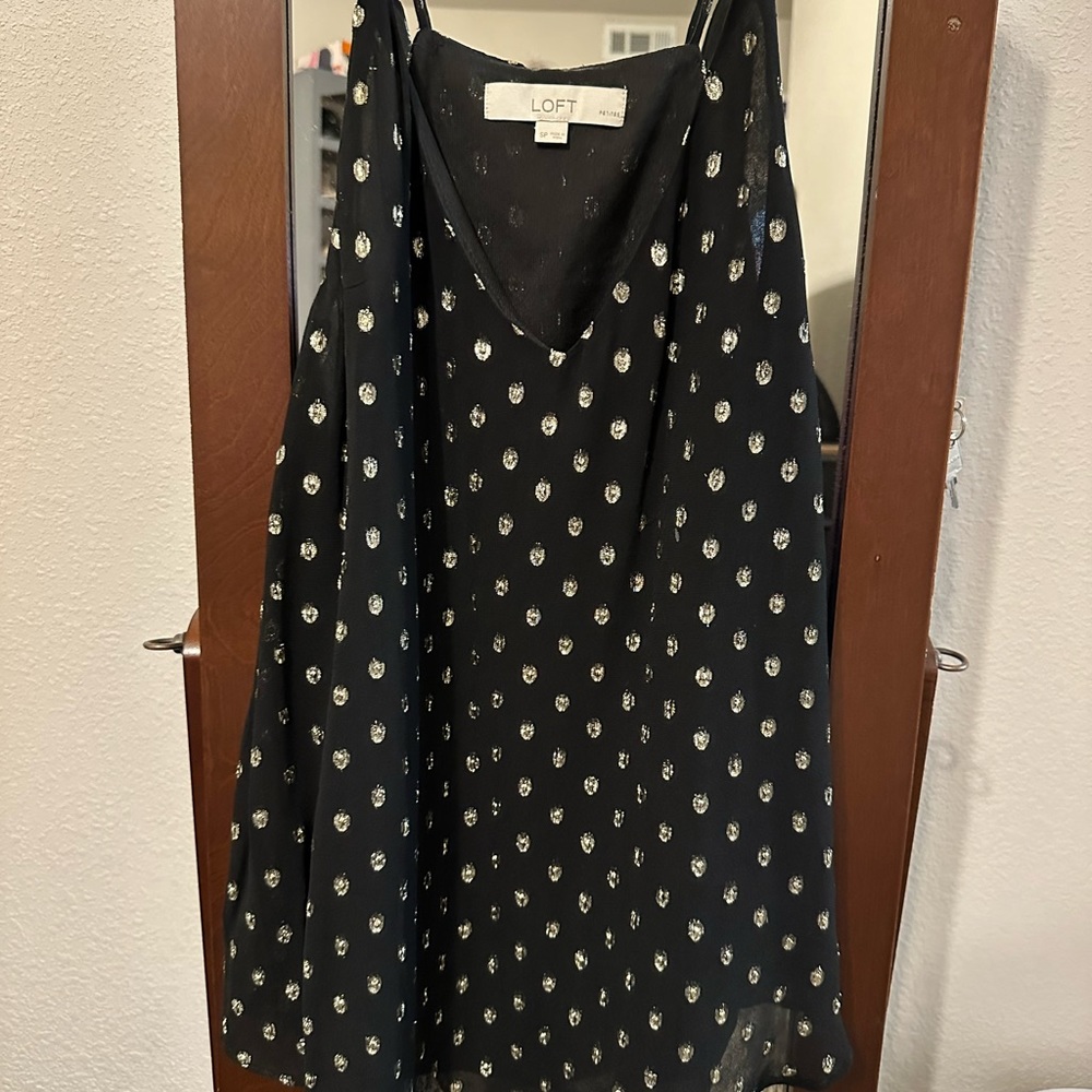 Gold and black chiffon tank top